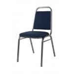 Economy Steel Banqueting Chair with Silver Frame and Blue Material