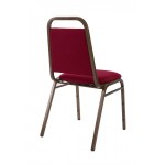 Economy Steel Banqueting Chair with Gold Frame and Burgundy Material
